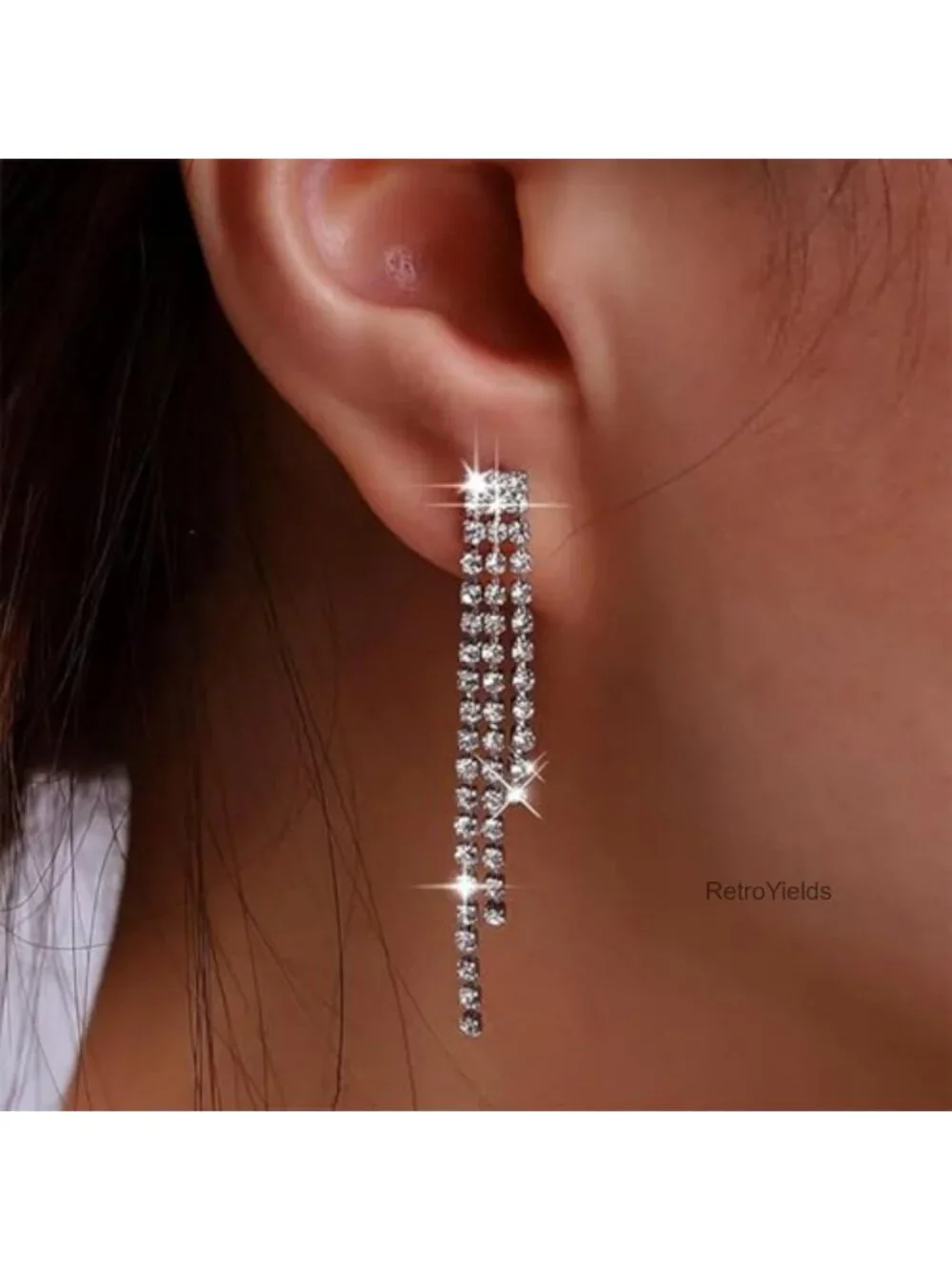 Crystal Tassel Chandelier Dangle Earrings for Women